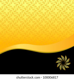 elegant black and golden background with abstract pattern. There is a swatch of the seamless pattern in the swatch palette