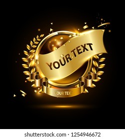 elegant black and golden design elements - shields, labels, seals, banners, badges, scrolls and ornaments