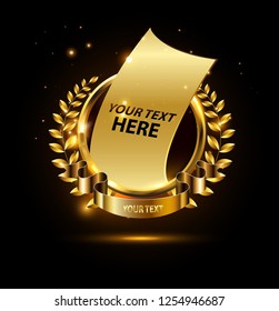 elegant black and golden design elements - shields, labels, seals, banners, badges, scrolls and ornaments