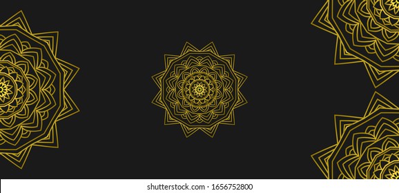 Elegant black and golden mandala background and wallpaper use.