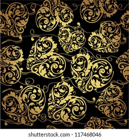 Elegant black golden seamless pattern
