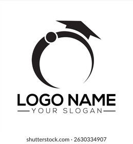 Logotipo de anel de graduação preto elegante para instituições educacionais e acadêmicas