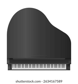 Elegante preto Grand Piano Top View Vetor. Ícone de piano no fundo branco. Instrumento Musical Clássico.