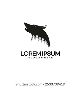 Elegant black head wolf art logo design inspiration