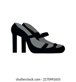 Elegant black heels semi flat color vector object. Full sized item on white. Closed toe shoes for work. Comfortable footwear. Simple cartoon style illustration for web graphic design and animation