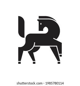 elegant black horse logo vector