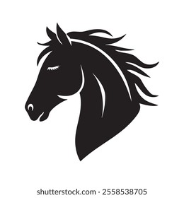 Elegant Black Horse Silhouette Head Profile