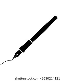 Elegant black ink pen illustration on white background symbolizing writing and creativity