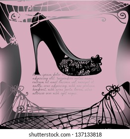 elegant black lace shoes - vector illustration