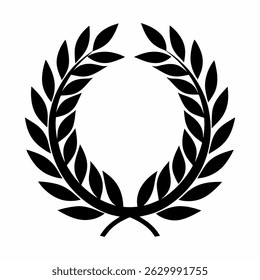 Elegant black laurel wreath silhouette, conveying victory, achievement, or honor. Ideal for awards, logos, and designs needing a classic touch.