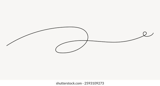 Elegant black line swirl on white background. Simple swirl design. Curved line art. Minimalist swirl. Decorative line curve. Abstract swirl pattern. Isolated vector illustration.