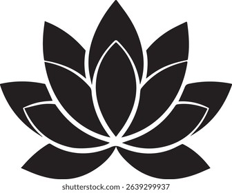 Elegant black lotus flower vector illustration representing spirituality and meditation