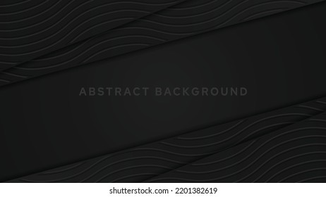Elegant black luxury background concept with diagonal shape and wavy 3d texture