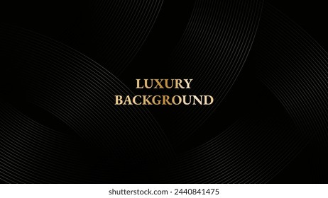 Elegant Black Luxury background concept with dark gold line circles and glitter pattern