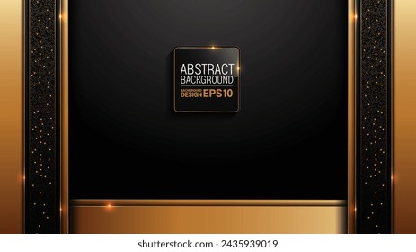 Elegant Black Luxury Background with Golden Line Elements and Light Ray Effect, Modern Vector Illustration for Premium Designs.