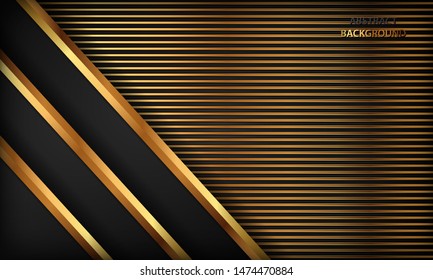 Elegant black luxury background. Texture with realistic golden effect element. Modern vector design template.