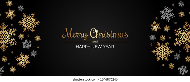 elegant black marry christmas and happy new year banner