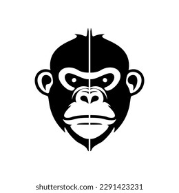 Elegante logo vectorial de mono negro sobre un telón de fondo blanco