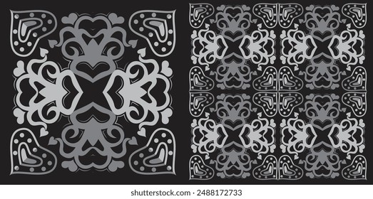 Elegant black monochrome Lasor cut design, seamless background design