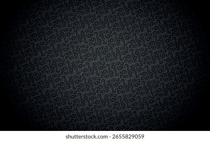Elegant black not seamless background in classic floral damask style. Monochromatic luxury pattern for web, cards, invitations, stationery. Inspired by Arabic or Victorian styles.