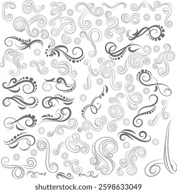 Elegant black ornamental frame png sticker set
