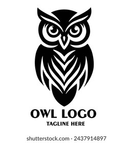 Elegant Black owl logo art vector .Owl logo Design