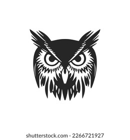 Elegant black owl logo. Isolated on a white background.