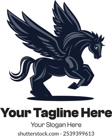 Elegant Black Pegasus Logo with Strong Wings and Majestic Stance for Premium Branding