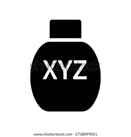 Elegant black perfume bottle featuring a customizable XYZ logo, perfect for branding, product design, and luxury marketing projects with a sleek, modern aesthetic.