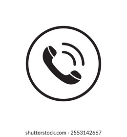 Elegant Black Phone Icon - EPS Vector Artwork