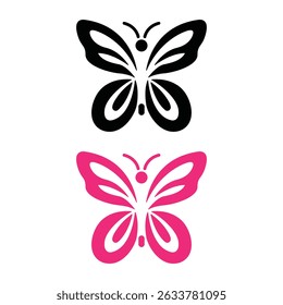 Elegant Black and Pink Butterfly Silhouette – Modern Artistic Insect Design