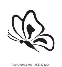 Elegant Black and Pink Butterfly Silhouette – Modern Artistic Insect Design