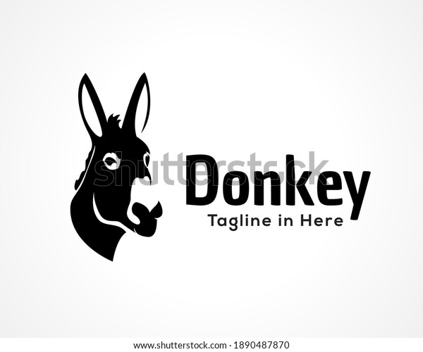 elegant black profile donkey, horse head\
icon, logo symbol design\
illustration