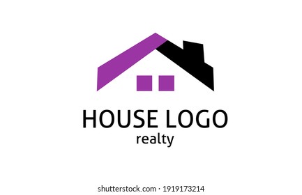 Elegant black and purple house logo for real estate, construction or home rent