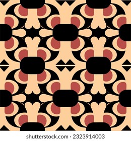 Elegant black and red art nouveau floor pattern, showcasing an art deco influence.