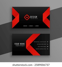 elegant black and red corporate visiting card layout design vector