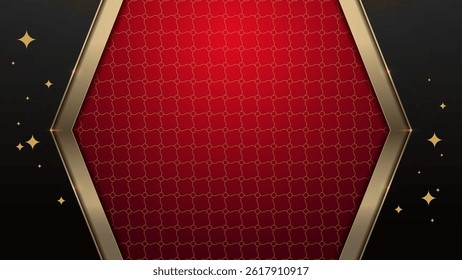 Elegant black, red, and gold abstract background in 1920 x 1080 format. Ideal for Islamic and Diwali invitations, wallpapers, and web banners. Luxury vector design, not AI-generated.