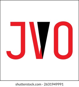 Elegant black and red JVO letter logo vector, free product design.