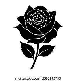 Elegant black rose design showcasing intricate details and artistic beauty in floral illustration