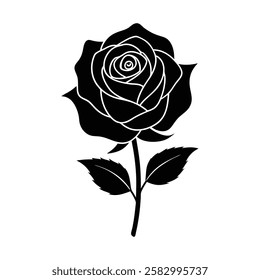 Elegant black rose design showcasing intricate details and artistic beauty in floral illustration