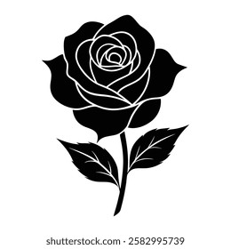 Elegant black rose design showcasing intricate details and artistic beauty in floral illustration