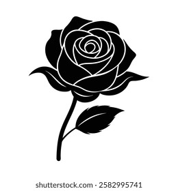 Elegant black rose design showcasing intricate details and artistic beauty in floral illustration