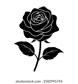 Elegant black rose design showcasing intricate details and artistic beauty in floral illustration