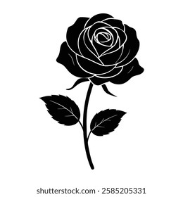 Elegant black rose design showcasing intricate details and artistic beauty in floral illustration