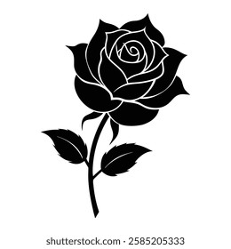 Elegant black rose design showcasing intricate details and artistic beauty in floral illustration