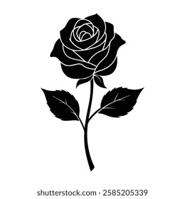 Elegant black rose design showcasing intricate details and artistic beauty in floral illustration