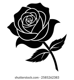 Elegant black rose design showcasing intricate details and artistic beauty in floral illustration