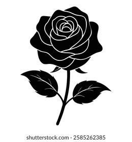 Elegant black rose design showcasing intricate details and artistic beauty in floral illustration