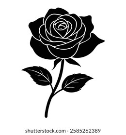 Elegant black rose design showcasing intricate details and artistic beauty in floral illustration