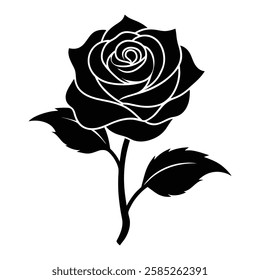 Elegant black rose design showcasing intricate details and artistic beauty in floral illustration